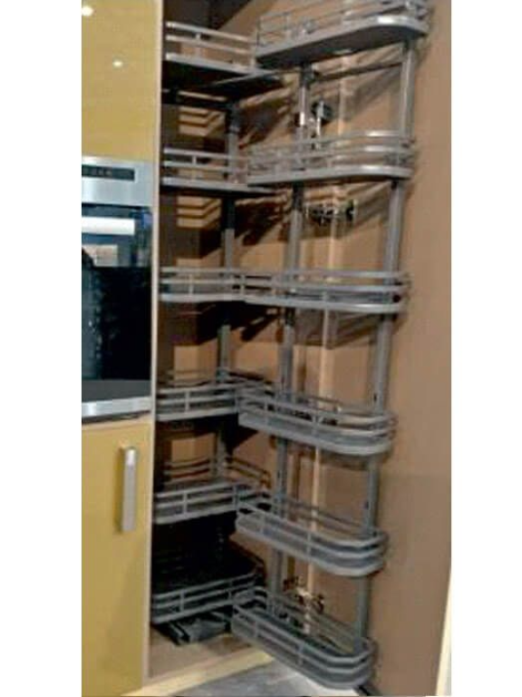 4 Tier -Cargo Duo Basket Holder Frame, Pull out basket & Door shelf - Anthracite Finish- Minimum inside Carcase height - 1215 mm- For outer cabinet Width 450 mm