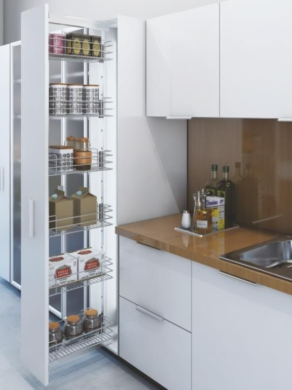 Hettich 6 Layer - Cargo Larder For carcase outer width 300 mm-comes with Basket holder, Runner - 120 kg , Frame and Stainless Steel wire baskets