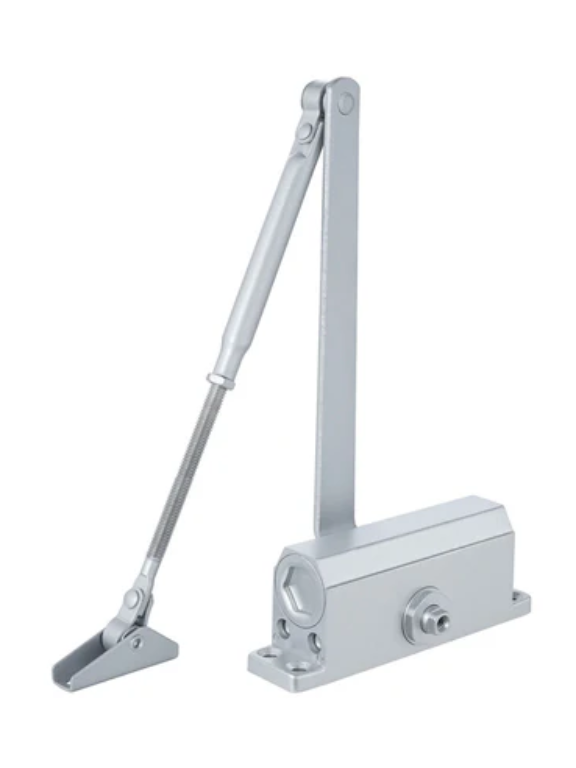 DCR 502 Door Closer, EN Size 2, door weight upto 45kg, Silver. Surface mounted