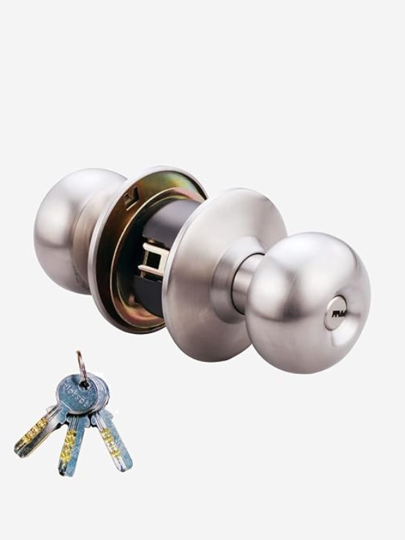 Dorset Cylindrical Door Lock – 60 mm Backset, Stainless Steel, Left/Right, in/Out, 2-Year Warranty 