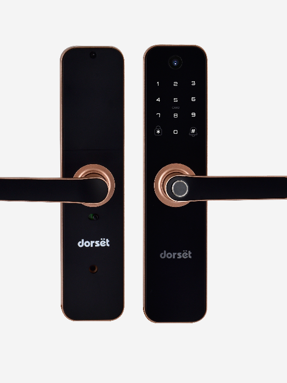 Dorset DG 201 Digital Lock for Main Door | 4-in-1 Access: Biometric, PIN, RFID, Key | Auto-Locking Mortise Digital Lock | 3-Year Warranty | 35-90 mm Door Compatibility | Rose Gold Finish