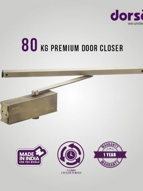 Dorset Door Closer for Home | Pelmet Door Closer with Holding Function | Door Closure for Wooden Doors - Ideal for Door Weight Upto 80kg, Antique |