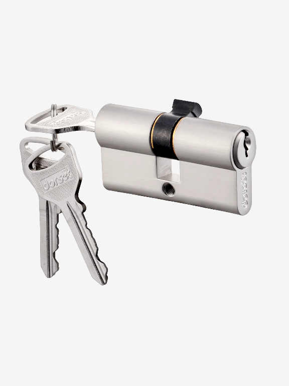 Dorset Euro Profile Cylinder Lock for Main Doors | 70mm Lock Cylinder with Both Side Key Operation | Silver Satin Finish | Cylinder with 3 Keys | 10-Year Warranty,