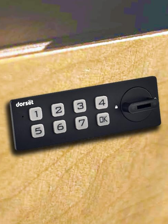 Dorset Password Lock for Drawer and Cabinets | Password 4 to 15 Digit & Mechanical Key | Digital Keyless Lock for Home | Ideal Door Thickness 14-22 mm, Black, DG 306