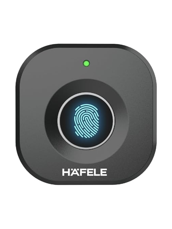 Hafele Kabi-Block Cabinet Lock, Matt Black, Capacitive Fingerprint Access, Status Indicator, Smart Lock for Cabinets and Drawers