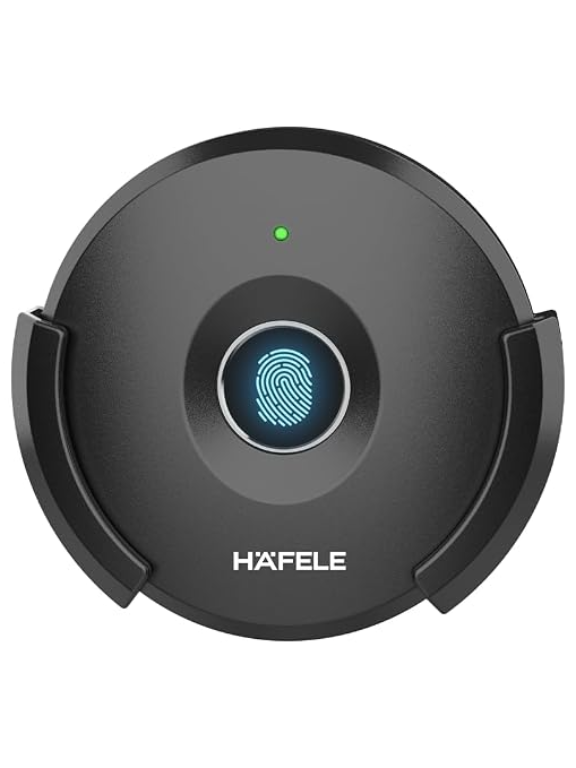 Hafele Kabi-Iris Cabinet Lock, Black Matt, Capacitive Fingerprint Access, Status Indicator, Smart Lock for Cabinet and Drawers