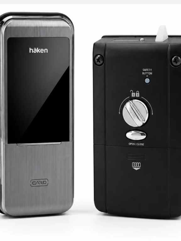 Haken HDL-R31 Digital Door Lock for Wooden Door | 3-Way Access – PIN Password, RFID Card & Mechanical Key | Smart Touch Keypad with Fake Password | Metal Body | Titan Silver