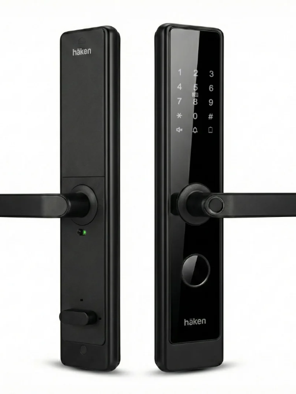 Haken HDLF M61 Digital Mortise Door Lock for Wooden Door | 5-Way Smart Access: Fingerprint, PIN, RFID, App & Key | WiFi Smart Security | Matt Black