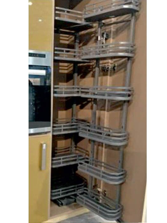Hettich 6 Tier -Cargo Duo Basket Holder Frame, Pull out basket & Door shelf - Anthracite Finish- Minimum inside Carcase height - 1800 mm- For outer cabinet Width 600 mm