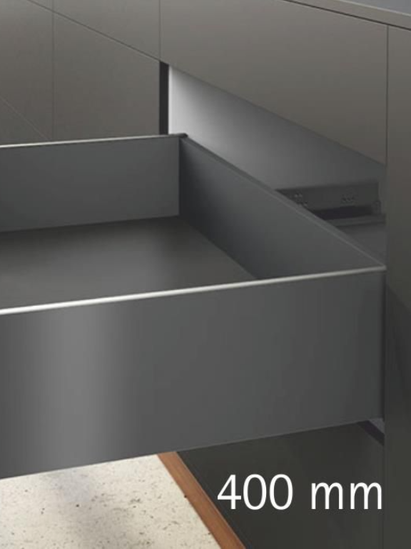 Hettich AvanTech YOU with Quadro YOU - 400 mm (30 Kg) Full Extn. Silent , H187 mm, Anthracite