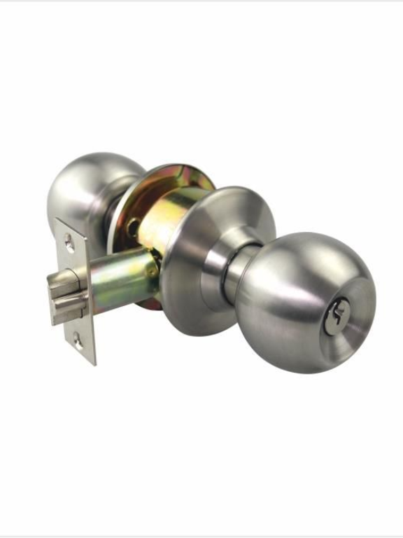 Hettich HCK 01 SS: One side Key and one side knob (For Room Doors) (For Room Doors), with 3 keys, dia 65 mm-Cylindrical Knob Set