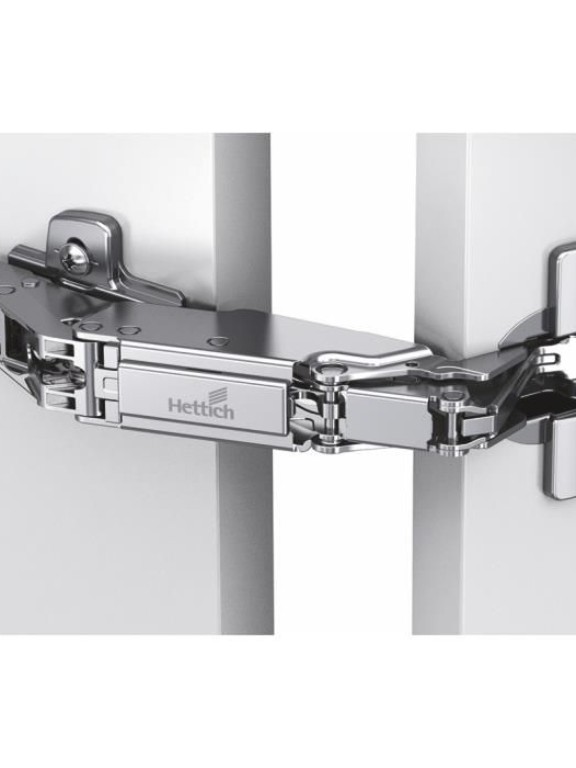 Hettich Sensys 8657i Hinge - TH52 for 15-32 mm thick doors; Opening angle 165° with mounting plate
