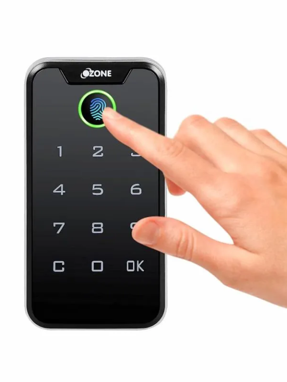 Ozone Furniture Lock with Fingerprint & Password Access | Door Thickness: 1-25 mm (Black)