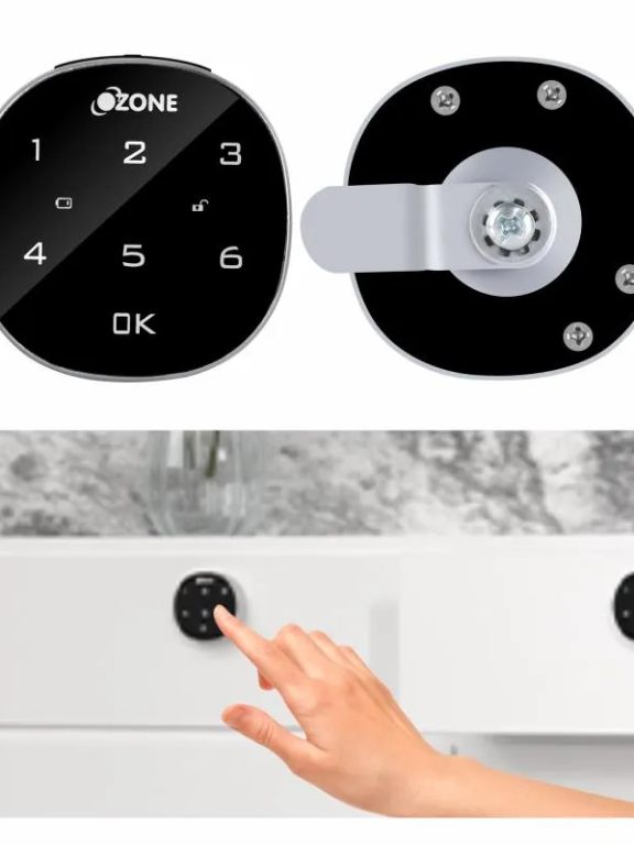 Ozone Furniture Lock with Password Access | Door Thickness: 1-25 mm (Black)