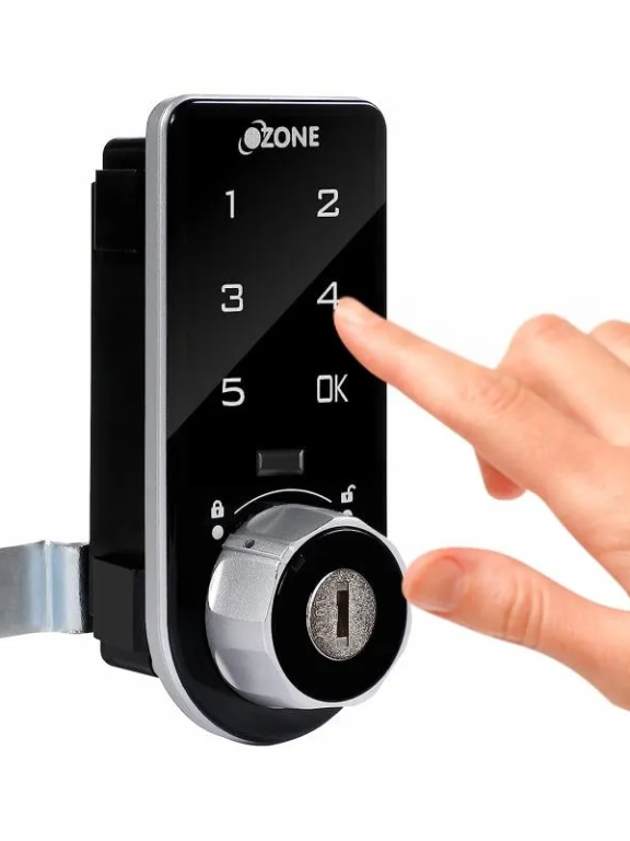 Ozone Furniture Lock with Password & Key Access | Door Thickness: 1-18 mm (Black)