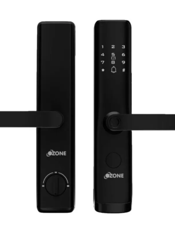 Ozone Smart Wi-Fi External Lock and Video Door Phone Combo, 6-Way Access, OzoLife App, Fingerprint, Password, RFID Card, VDP, Wireless Remote, 35-100 mm Door Thickness, Free Installation, 2 Years Warranty (Black)