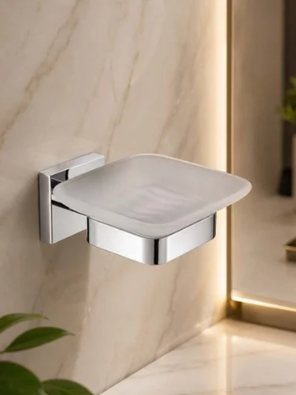 Perk Premium Brass & Glass Soap Holder | Qubix Series