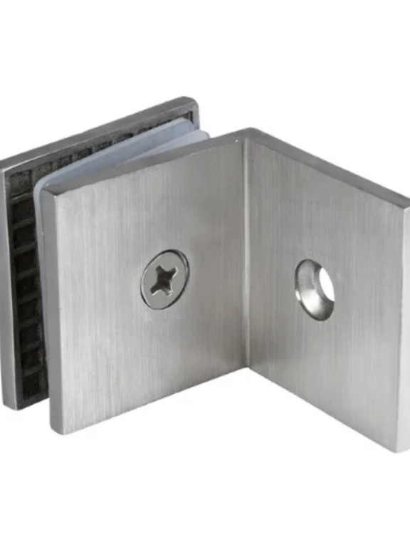SS Wall to Glass Connector 90 Degree for Fixed Partition or Doors in Shower Fittings Small Size Hardwyn Brand