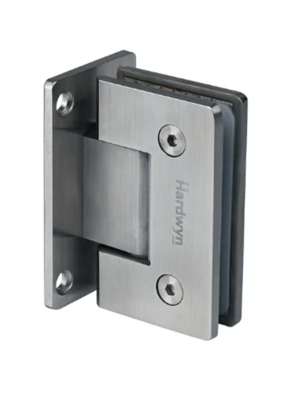 SS Wall to Glass Hinges 90 Degree One Side For Glass Doors in Shower Fittings Hardwyn brand