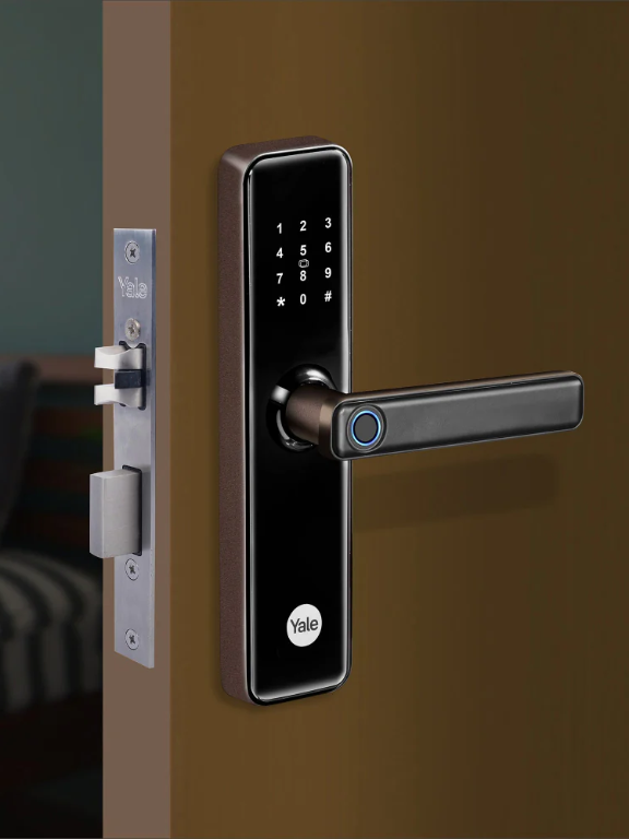 YDME50NxT (Brown) Smart Door Lock, Fingerprint, PIN, RFID, Manual Key Access (Brown color body)
